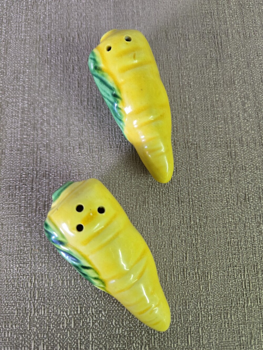 Vintage Yellow & Green Ceramic Salt and Pepper Shakers